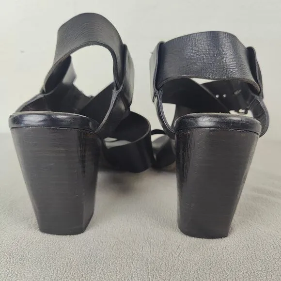 Marsell Block Heel Sandals Womens 36.6 US 6.5 Black Leather Strappy Minimalist