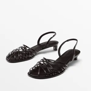 Massimo Dutti NWT high heel sandals with multiple straps black 1624/450