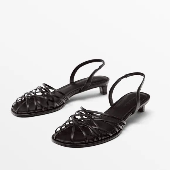 Massimo Dutti NWT high heel sandals with multiple straps black 1624/450