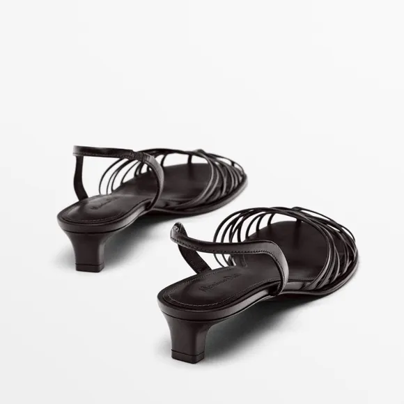 Massimo Dutti NWT high heel sandals with multiple straps black 1624/450