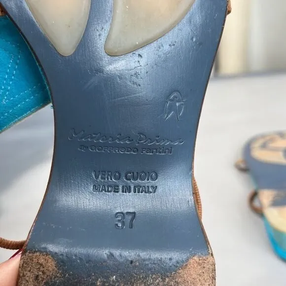 Materia Prima by Goffredo Fantini Y2K Star Leather Thong Block Heel Sandals Slid