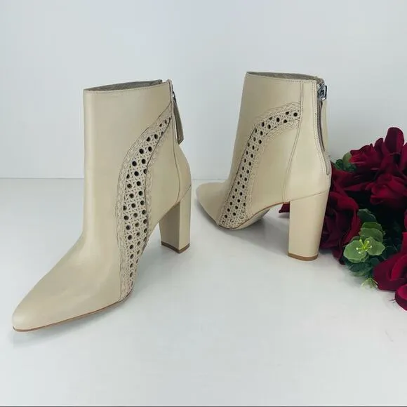 MATISSE &quot;FIRECRACKER&quot; NUDE/CREAM LEATHER BLOCK HIGH HEEL ANKLE BOOTS/BOOTIES🆕