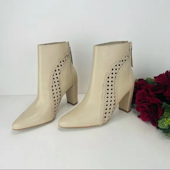MATISSE &quot;FIRECRACKER&quot; NUDE/CREAM LEATHER BLOCK HIGH HEEL ANKLE BOOTS/BOOTIES🆕
