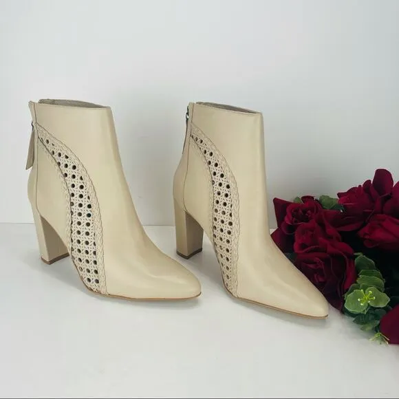 MATISSE &quot;FIRECRACKER&quot; NUDE/CREAM LEATHER BLOCK HIGH HEEL ANKLE BOOTS/BOOTIES🆕