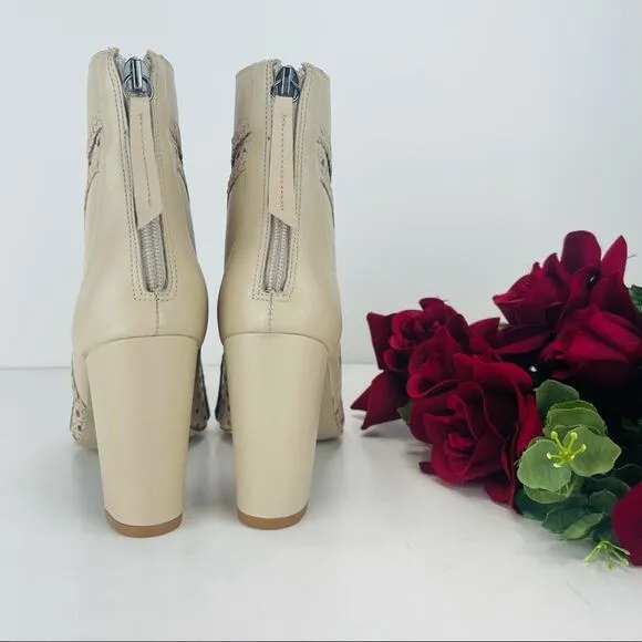 MATISSE &quot;FIRECRACKER&quot; NUDE/CREAM LEATHER BLOCK HIGH HEEL ANKLE BOOTS/BOOTIES🆕