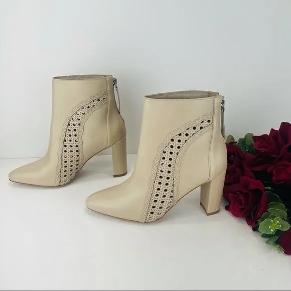 MATISSE &quot;FIRECRACKER&quot; NUDE/CREAM LEATHER BLOCK HIGH HEEL ANKLE BOOTS/BOOTIES🆕