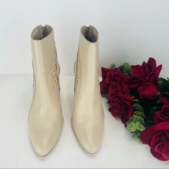 MATISSE &quot;FIRECRACKER&quot; NUDE/CREAM LEATHER BLOCK HIGH HEEL ANKLE BOOTS/BOOTIES🆕