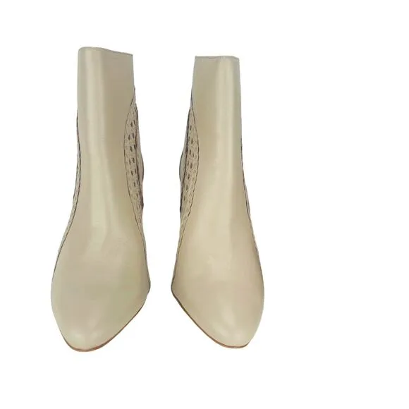 MATISSE &quot;FIRECRACKER&quot; NUDE/CREAM LEATHER BLOCK HIGH HEEL ANKLE BOOTS/BOOTIES🆕