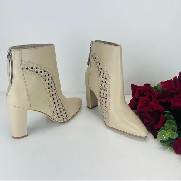 MATISSE &quot;FIRECRACKER&quot; NUDE/CREAM LEATHER BLOCK HIGH HEEL ANKLE BOOTS/BOOTIES🆕