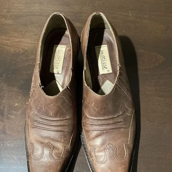 Matisse Western Cowgirl Leather Ankle Boots Pointed Toe Size 7.5
