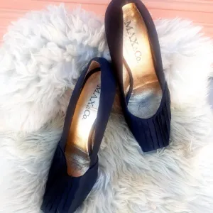 MAX &amp; CO Satin Pleat Square Toe Heels Shoes Pumps 39