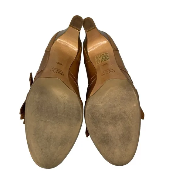 MaxMara Brown Leather Tassel Loafer Oxford Heel Vintage 36 1/2