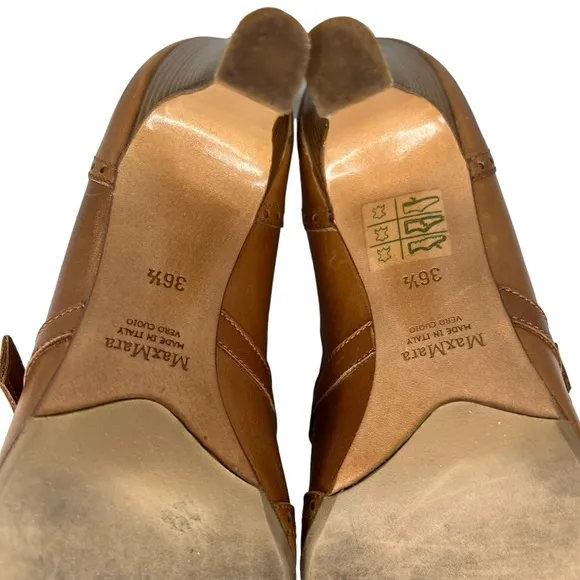 MaxMara Brown Leather Tassel Loafer Oxford Heel Vintage 36 1/2
