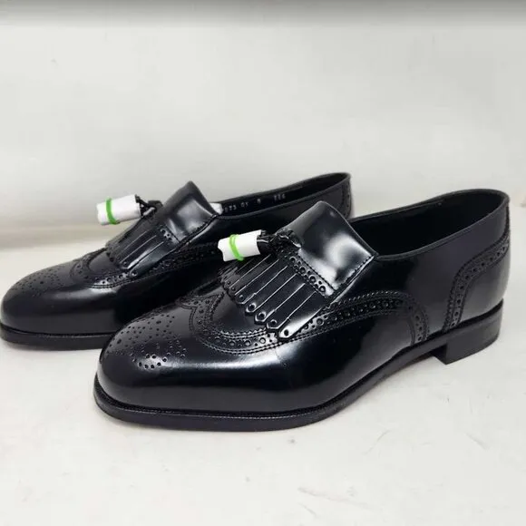Men's 8 EEE X-Wide Florsheim Lexington black wingtip loafers dress shoes 17073