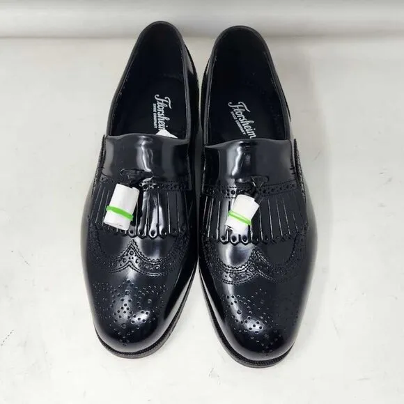 Men's 8 EEE X-Wide Florsheim Lexington black wingtip loafers dress shoes 17073