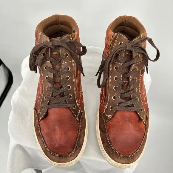 Men's Brown Propet Kenton Zip Up High‎ Top Casual Leather Sneaker Shoes Size 11