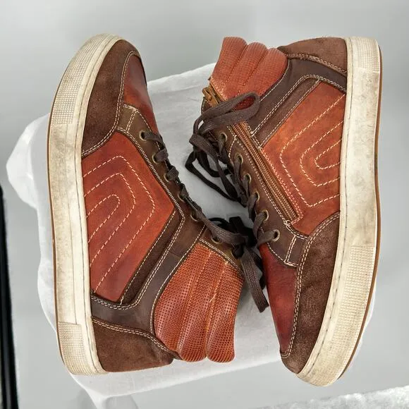 Men's Brown Propet Kenton Zip Up High‎ Top Casual Leather Sneaker Shoes Size 11