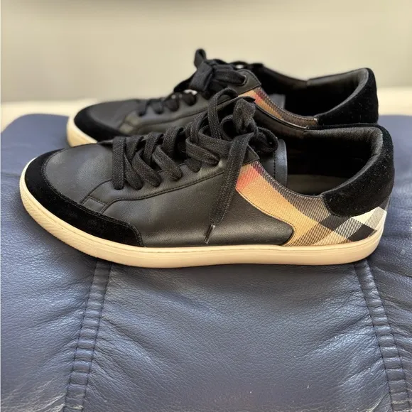 Men’s Burberry Black and Tan Sneakers Sleek Casual Style