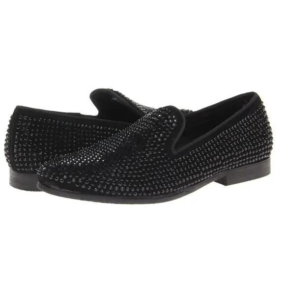 Men's Loafers Steve Madden Caviarr Black Rhinestone 8.5 Shoes