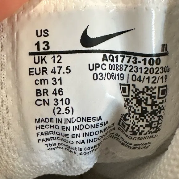 Men’s Nike Ebernon Mid 'Triple White,’ Size 13 - AQ1773-100