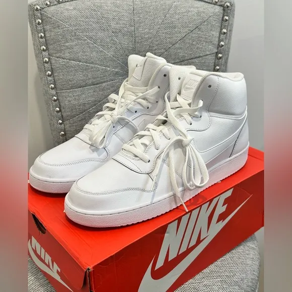 Men’s Nike Ebernon Mid 'Triple White,’ Size 13 - AQ1773-100