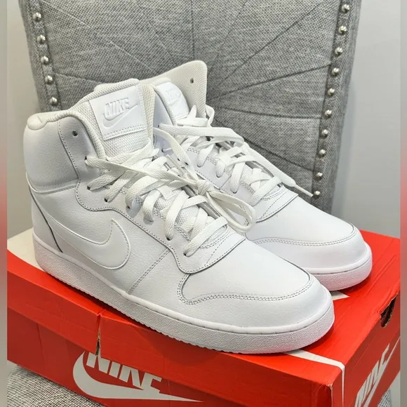 Men’s Nike Ebernon Mid 'Triple White,’ Size 13 - AQ1773-100