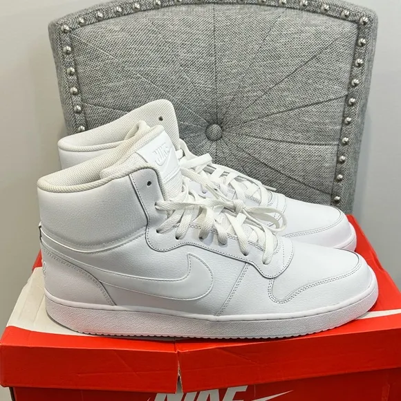 Men’s Nike Ebernon Mid 'Triple White,’ Size 13 - AQ1773-100