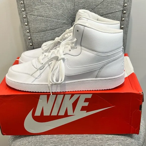 Men’s Nike Ebernon Mid 'Triple White,’ Size 13 - AQ1773-100