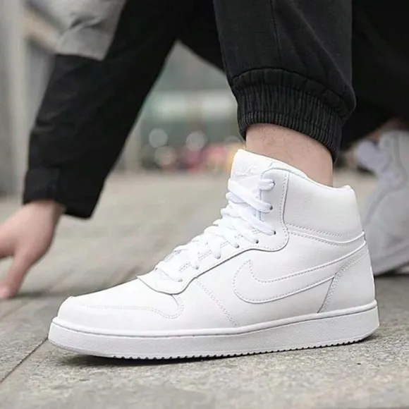 Men’s Nike Ebernon Mid 'Triple White,’ Size 13 - AQ1773-100