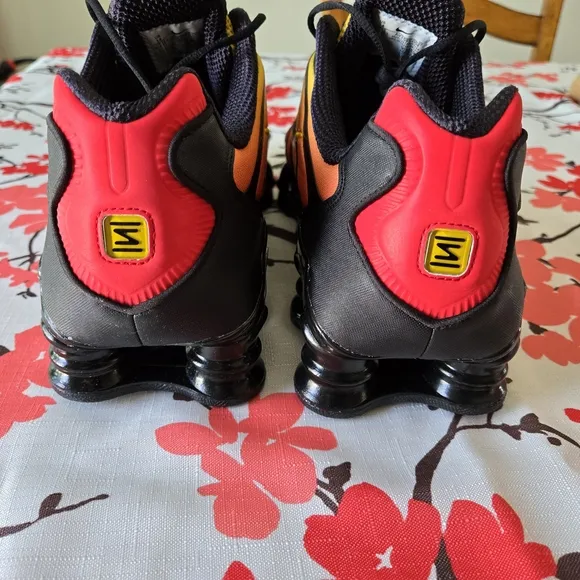 Men's Size 14 Nike Shox TL Shoes Black Orange Red Sunrise AV3595 004 Running