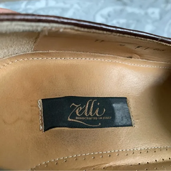 Men's Zelli Italy Brown ostrich Leather Penny Loafers 11 M