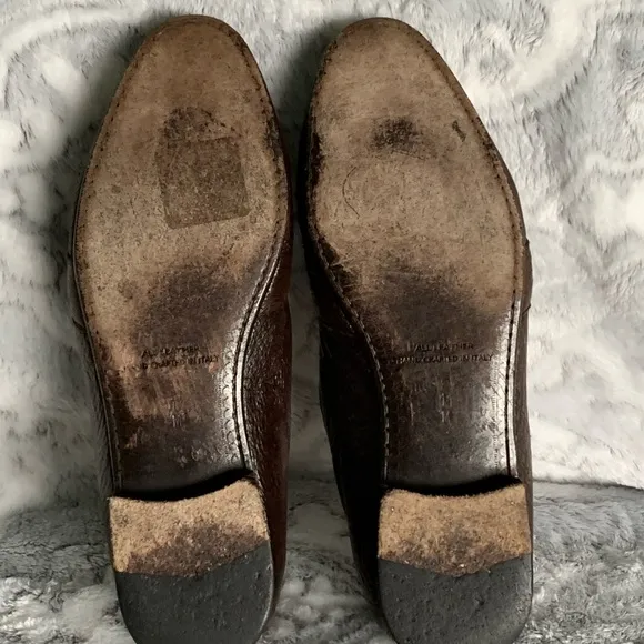Men's Zelli Italy Brown ostrich Leather Penny Loafers 11 M