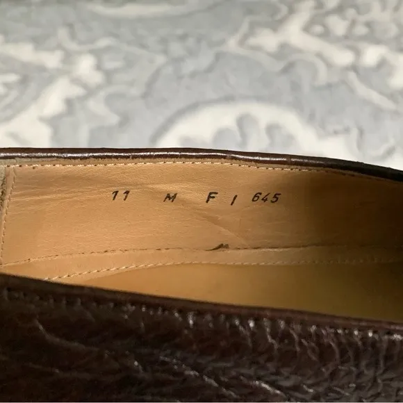 Men's Zelli Italy Brown ostrich Leather Penny Loafers 11 M