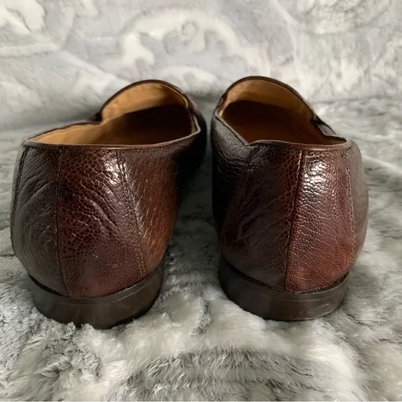 Men's Zelli Italy Brown ostrich Leather Penny Loafers 11 M