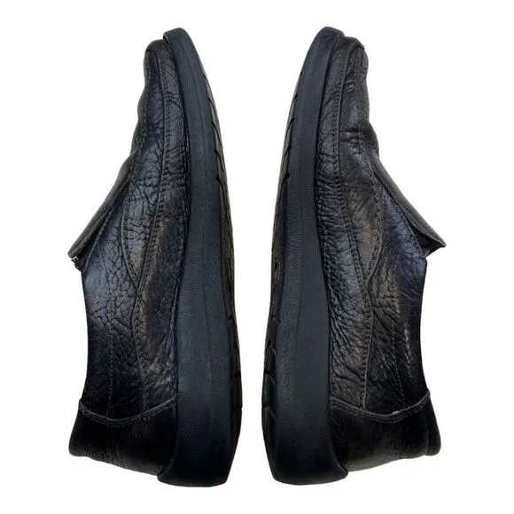 Mephisto Loafers Shoes Men's 9 Black Pebbled Grain Leather Slip-On Round Toe