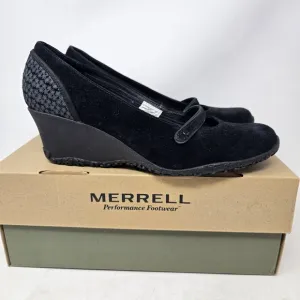MERELL Petunia Black Suede Wedge MaryJanes Size 9.5M