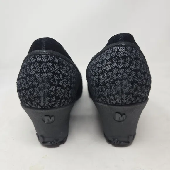 MERELL Petunia Black Suede Wedge MaryJanes Size 9.5M