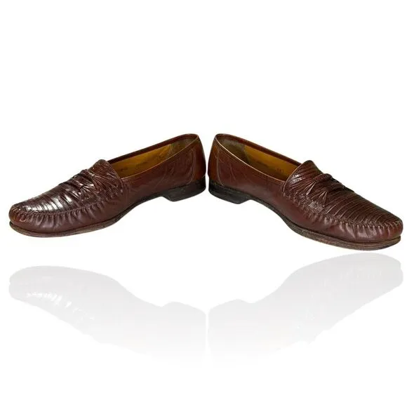 MEZLAN Genuine Lizard Loafers 9.5 Exotic Dress Shoes‎ Brown $1295 Made In Spain