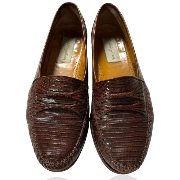MEZLAN Genuine Lizard Loafers 9.5 Exotic Dress Shoes‎ Brown $1295 Made In Spain
