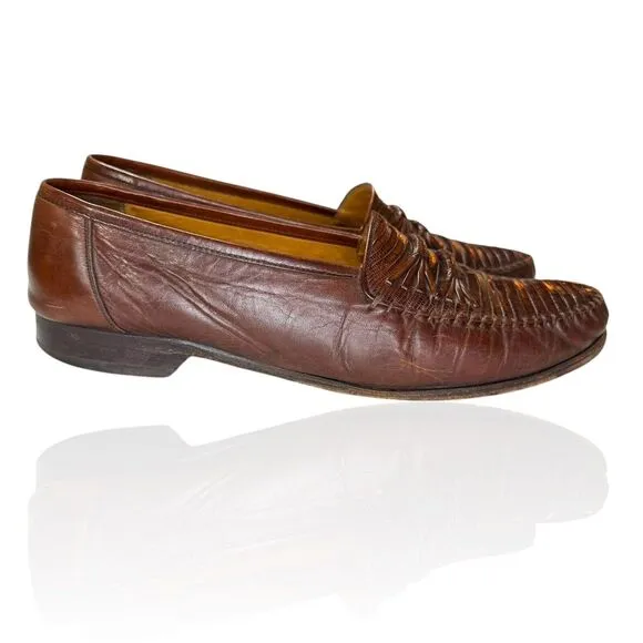 MEZLAN Genuine Lizard Loafers 9.5 Exotic Dress Shoes‎ Brown $1295 Made In Spain