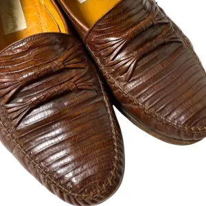 MEZLAN Genuine Lizard Loafers 9.5 Exotic Dress Shoes‎ Brown $1295 Made In Spain