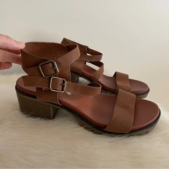 MIA Brown Strappy Block Heel Sandals