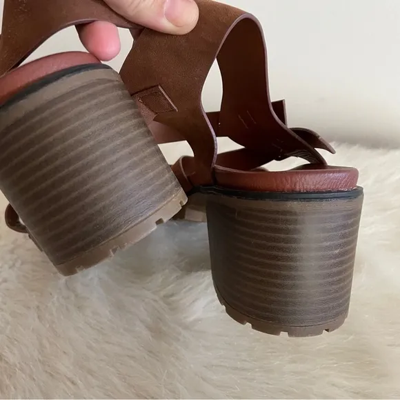 MIA Brown Strappy Block Heel Sandals