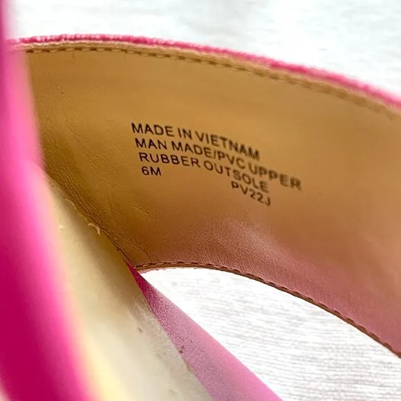 Michael Kors 6 MK Rory Espadrille Wedge Platform Sandals Cerise Pink Gold Logo