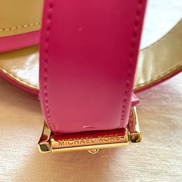 Michael Kors 6 MK Rory Espadrille Wedge Platform Sandals Cerise Pink Gold Logo