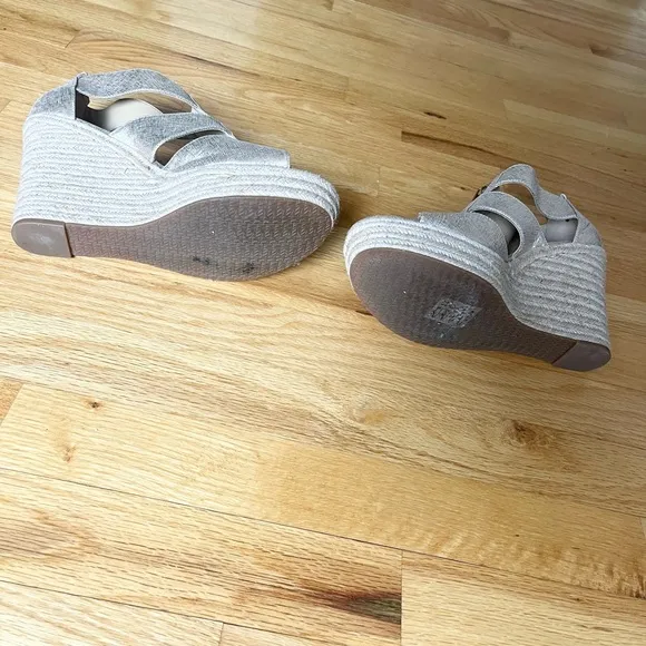 Michael Kors Berkley Metallic Linen Espadrille Wedge Sandals Size 8.5