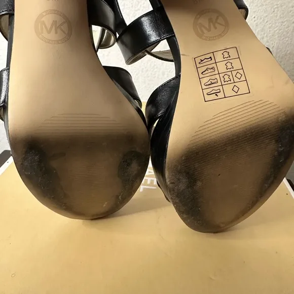 Michael Kors Black Evie Platform Leather High Heeled Size 8 Medium Shoes