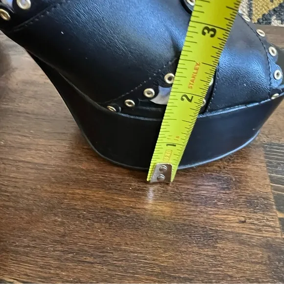 Michael Kors Black Leather Studded Strappy Platform Heels US8