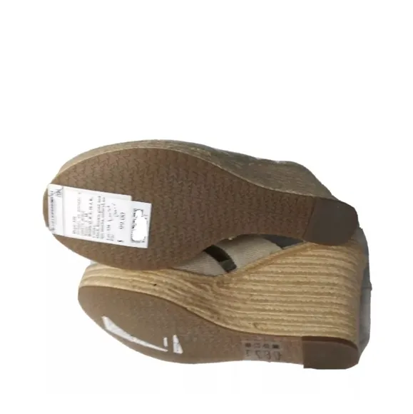 Michael Kors Damita Wedge Shoes Size 9.5M Khaki Heels Gold Zip Accent