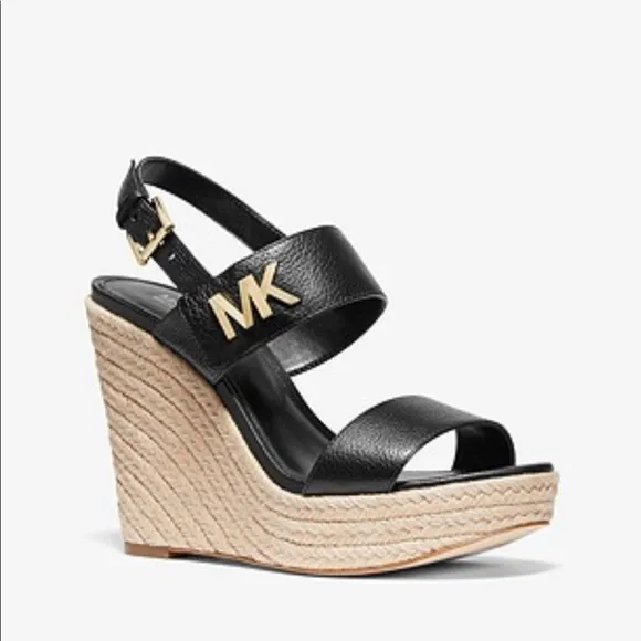 MICHAEL KORS DEANNA WEDGE Black Sandal Siz…